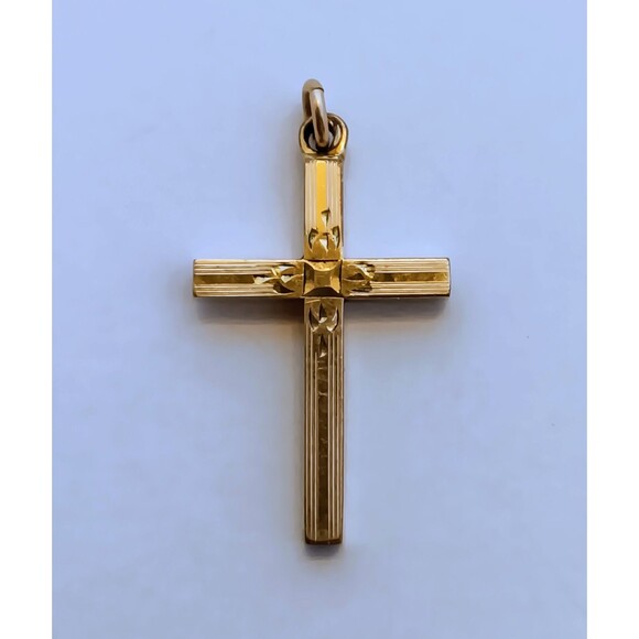 Vintage Carl-Art Signed 1/20 12 K GF Cross Pendant 1 in - Picture 1 of 8